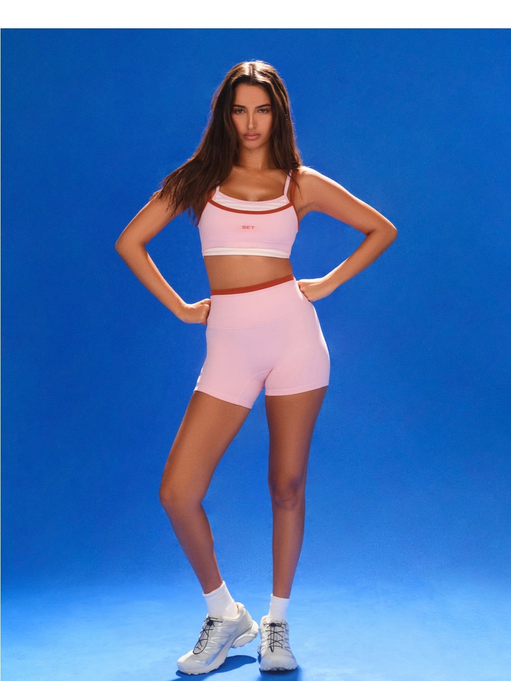 SET Active Pink Bralette Cloud Stripe Cami Sports Bra - Picture 4 of 4